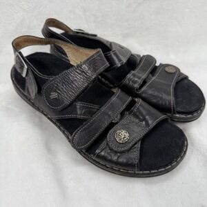 Finn Comfort Leather Sandals Adjustable Straps Comfort‎ Germany Black Sz 38 US 7